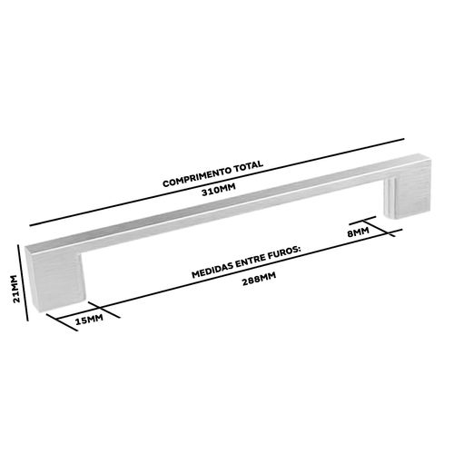 Puxador Liveri Il-950 288mm Escovado Italy Line