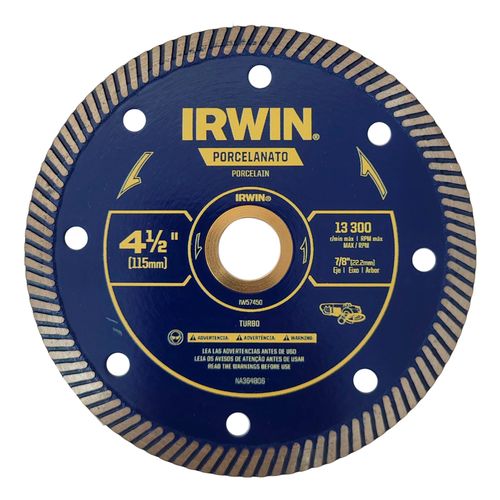 Disco Diamantado Turbo Porcelanato 4 1/2 Irwin