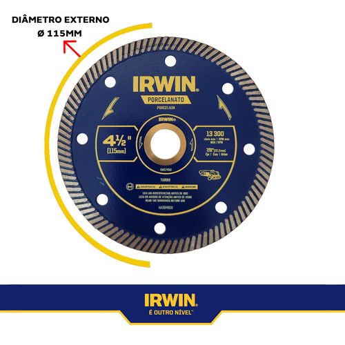 Disco Diamantado Turbo Porcelanato 4 1/2 Irwin
