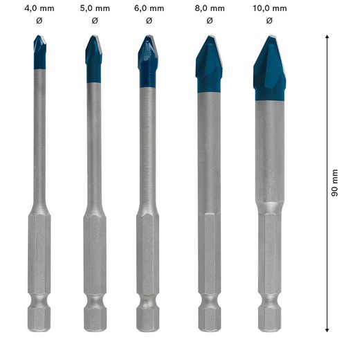 JOGO DE BROCAS HEX-9 HARD 4 A 10MM CERAMIC 5 PEÇAS BOSCH