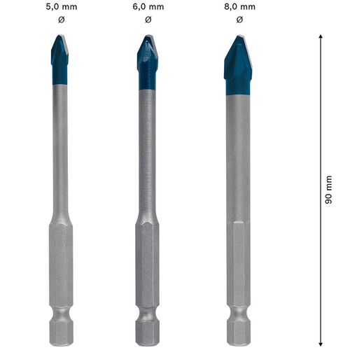 Jogo de Brocas Expert Hex-9 Hard Ceramic 3 Peças Bosch