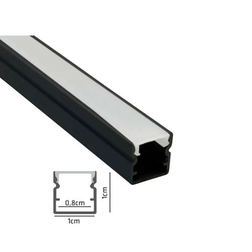 PERFIL LED BABY DE SOBREPOR 3 METROS PRETO 1277 GAYA