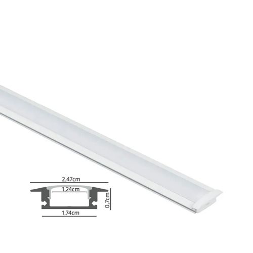 Perfil Led Slim de Embutir 3 Metros Branco 1213 Gaya