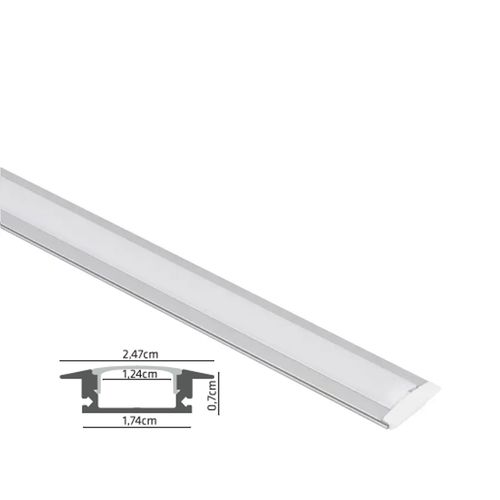 Perfil Led Slim de Embutir 3 Metros Prata 1211 Gaya