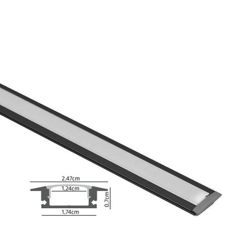 Perfil Led Slim de Embutir 3 Metros Preto 1212 Gaya