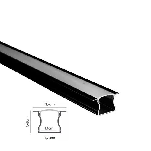 Perfil Led Pop de Embutir 3 Metros Preto 7387 Gaya