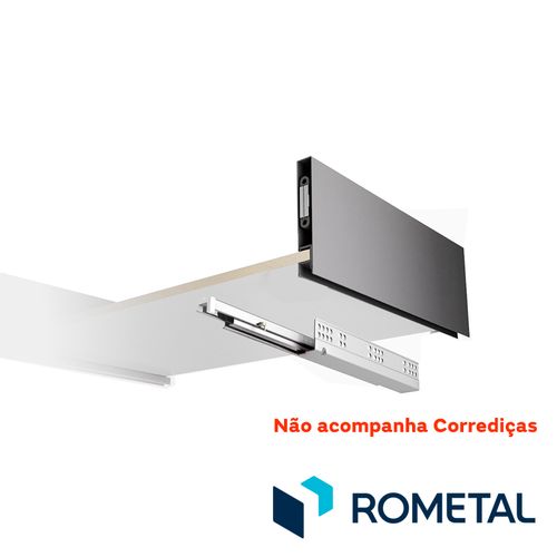 KIT GAVETA FLUENCE METÁLICA PARA LED 128X350MM TITÂNIO FOSCO ROMETAL