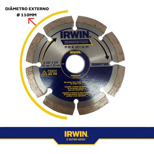 Disco Diamantado Segmentado Pr 110x20mm Irwin