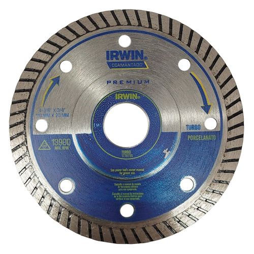 DISCO DIAMANTADO TURBO PORCELANATO 110X20MM IRWIN