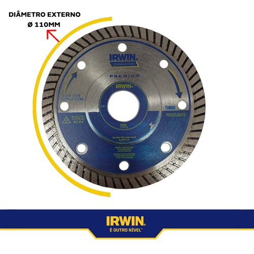 DISCO DIAMANTADO TURBO PORCELANATO 110X20MM IRWIN