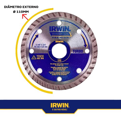 Disco Diamantado Turbo Pr 110x20mm Irwin
