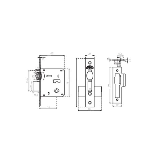 Fechadura Rolete 45mm Banheiro Inox Polido