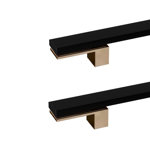 Puxador Living Duplo 1000mm Preto com Base Cromada Zen