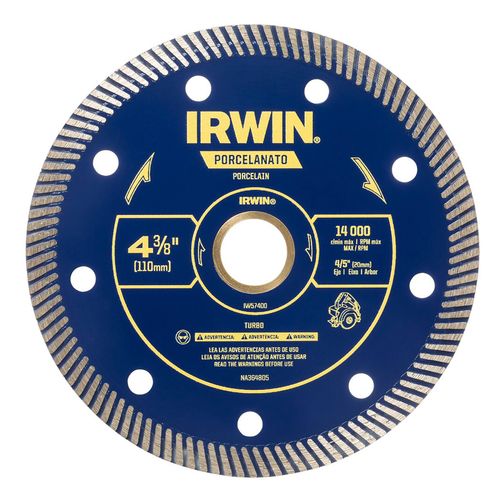 Disco Diamantado Turbo Porcelanato 4 3/8 Irwin