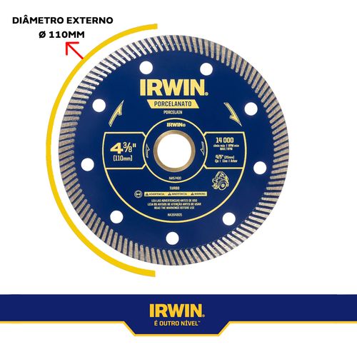 Disco Diamantado Turbo Porcelanato 4 3/8 Irwin