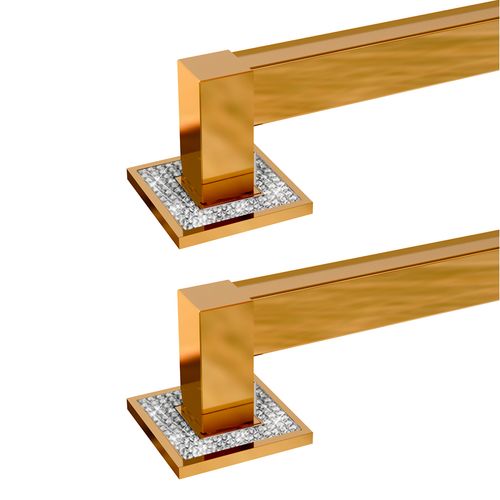 Puxador Ritz Duplo 800mm Gold com Aplique Diamond Zen
