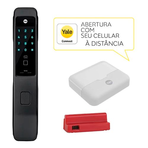 Combo Fechadura Digital Ymi 70a Push Pull Trinco Reversível Yale