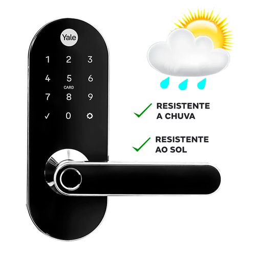 Fechadura Digital Biométrica Ymc 420w Trinco Reversível Yale