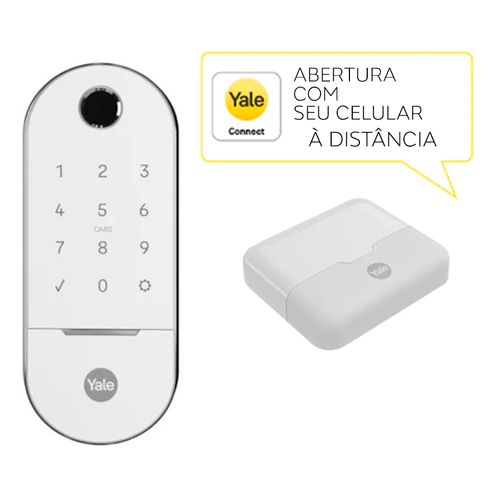 Combo Fechadura Digital Lia Trinco Rolete Prata e Branca Yale