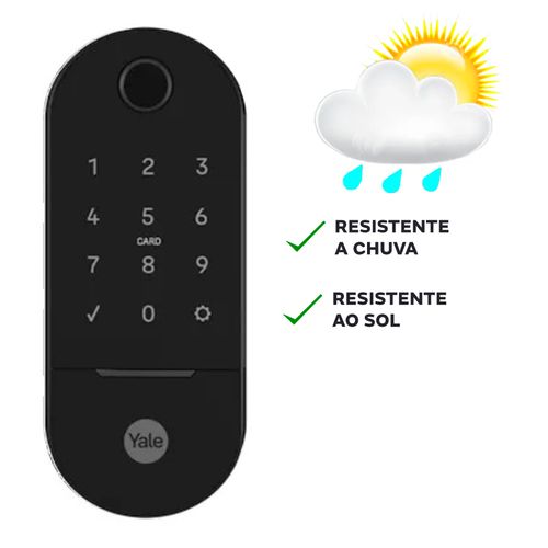 Fechadura Digital Biométrica Lia Trinco Rolete Preta Fosca Yale