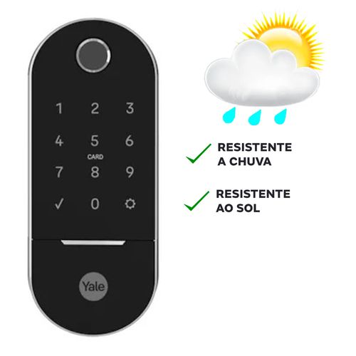Combo Fechadura Digital Lia Trinco Rolete Prata e Preta Yale