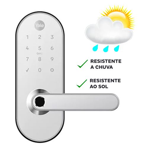 Fechadura Digital Ymc 420w Trinco Reversível Prata e Branca Yale