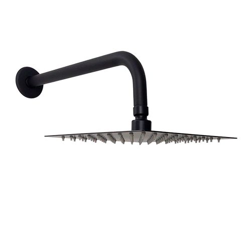 CHUVEIRO SLIM 200 X 200MM HASTE CURVADA PRETO FLVX HIDRO
