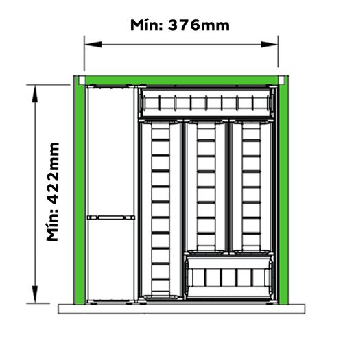 Divisor de Talheres para Gavetas 450mm X 376mm  Inox Fgv/tn