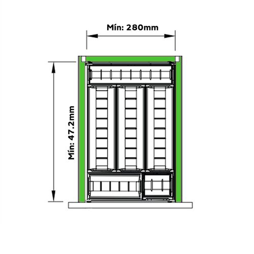 Divisor de Talheres para Gavetas 500mm X 280mm Inox Fgv/tn