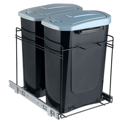 Lixeira Dupla 15 Litros Deslizante 1043 Preta Masutti