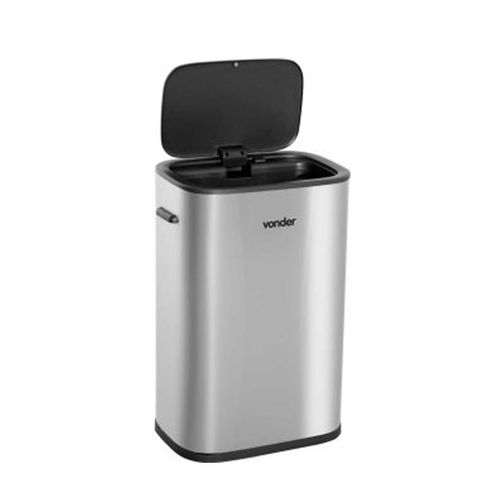 LIXEIRA RETANGULAR SENSOR DE ABERTURA 55 LITROS INOX VONDER