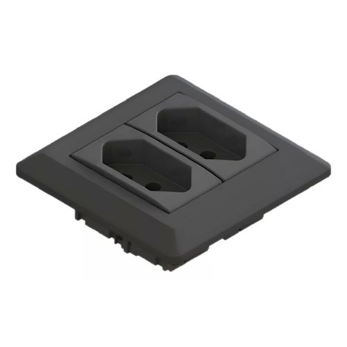 Mini Espelho Serie 200 com 2 Tomadas 20a Preto Qtmov