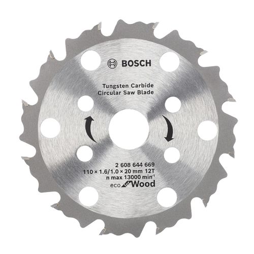 Disco para Serra Circular 110 X 20mm 12 Dentes Madeira Coolteq Bosch