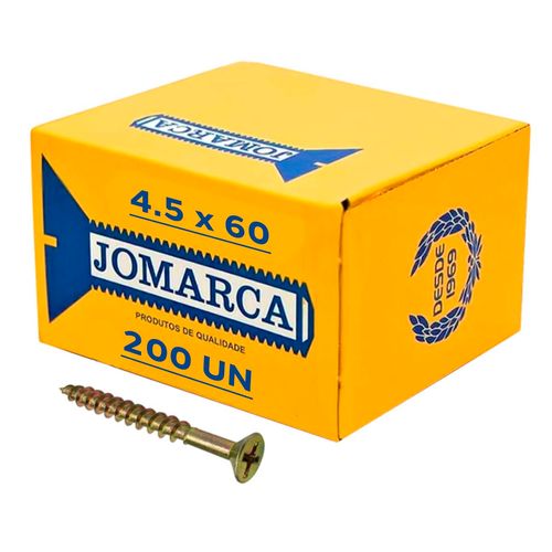 PARAFUSO PHILIPS 4.5X60MM CAIXA C/200 UNIDADES BICROMATIZADO JOMARCA