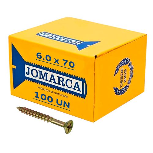 Parafuso Philips 6.0x70mm Caixa C/100 Unidades Bicromatizado Jomarca
