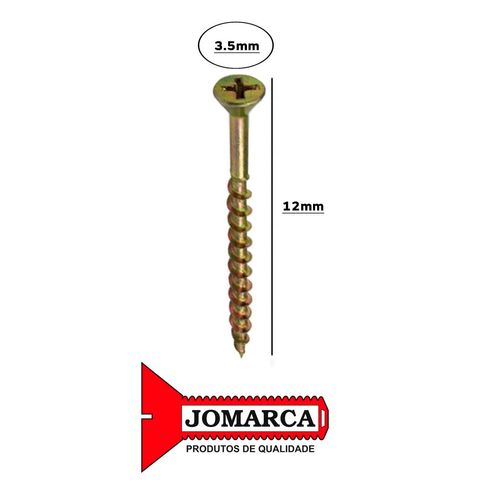 PARAFUSO PHILIPS 3.5X12MM CAIXA C/1000 UNIDADES BICROMATIZADO JOMARCA