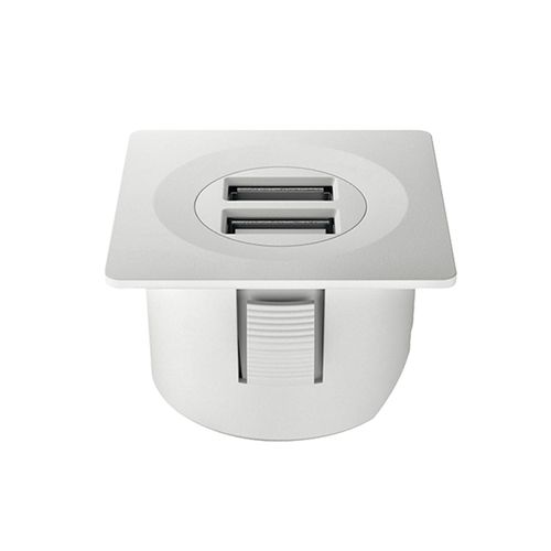CARREGADOR USB LOOX BRANCO QUADRADO C/ CABO MODULAR HAFELE