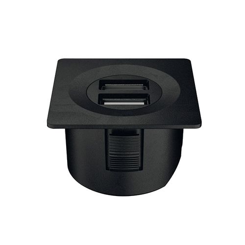 Carregador USB Loox Preto Quadrado C/ Cabo Modular Hafele