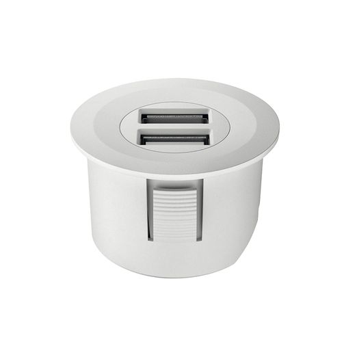 CARREGADOR USB LOOX BRANCO REDONDO C/ CABO MODULAR HAFELE