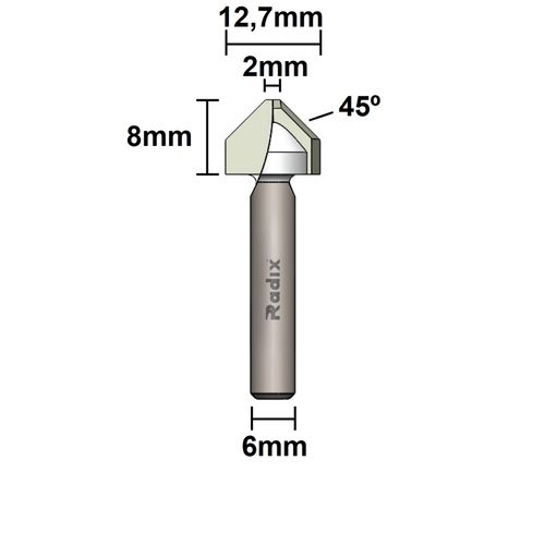FRESA PARA ACM, DOBRAR E VINCAR 90º 2MM -12,7MM RADIX