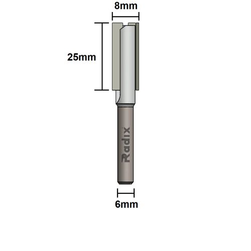 FRESA PARALELA RETA 8MM HASTE 6MM RADIX