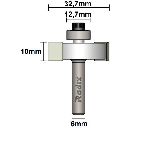 Fresa Paralela Reta 32,7mm Haste 6mm com Rolamento Radix