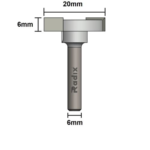 Fresa para Rebaixo de Dobradiça 20mm Haste 6mm Radix