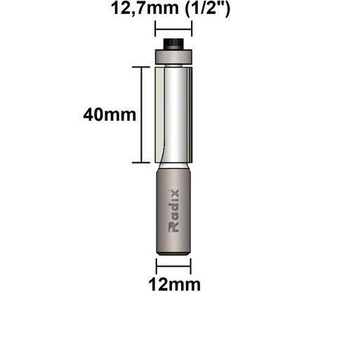 Fresa Paralela 12,7mm Haste 12mm com Rolamento Radix