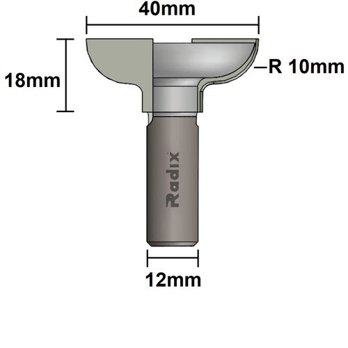 Fresa para Puxador Arredondada 40mm X 12mm Radix