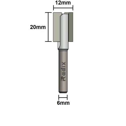 Fresa Paralela Reta 12mm Haste 6mm Radix