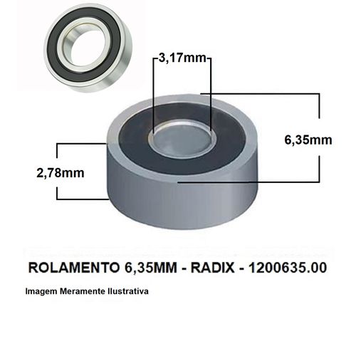 Rolamento para Fresa Avulso 6,35mm (1/4") Radix
