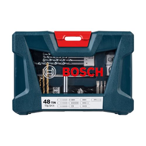 KIT DE PONTAS E BROCAS EM TITÂNIO V-LINE 48 PEÇAS BOSCH