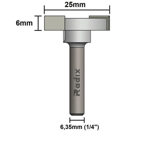 FRESA PARA REBAIXO DE DOBRADIÇA 25MM HASTE 1/4" RADIX