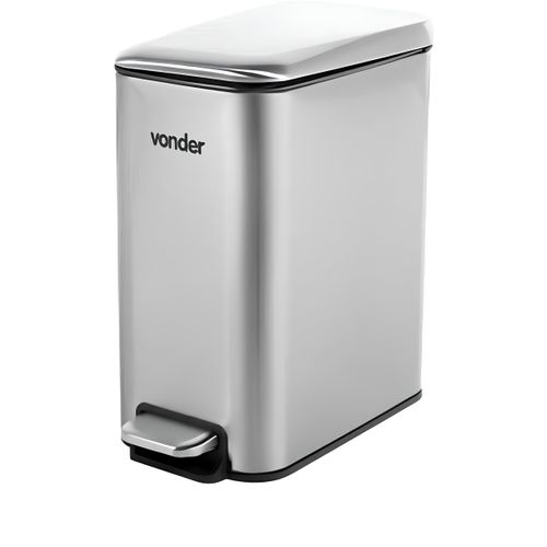 Lixeira Retangular 5 Litros Inox Vonder